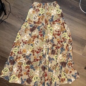 Natural Life Floral Palazzo Pants, Small, Boho Stretch Waistband XS Floral